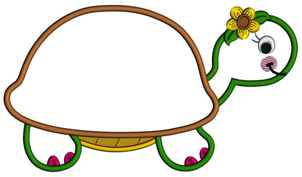 Spring Turtle Full Applique Machine Embroidery Design Digitized Pattern