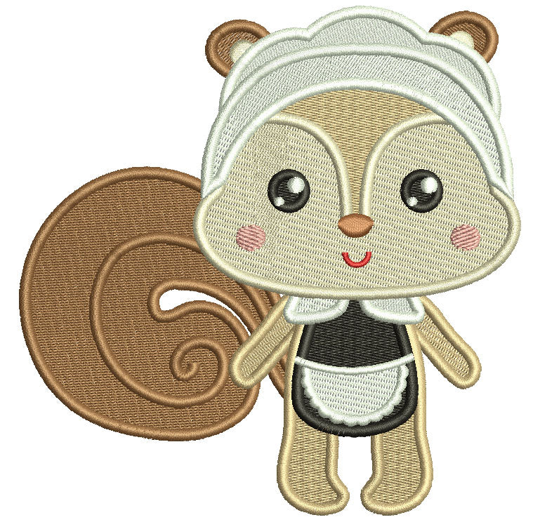 Squirrel Pilgrim Thanksgiving Filled Machine Embroidery Design Digitized Pattern