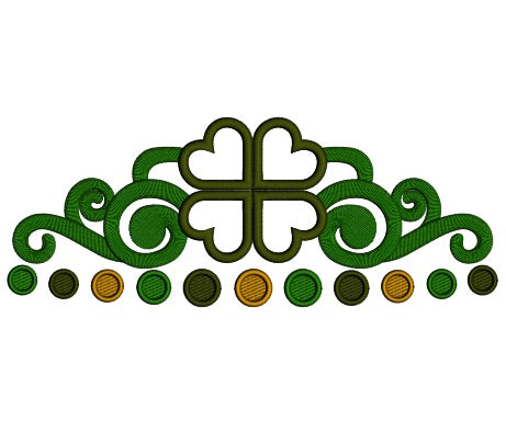 St Patrick's Day Shamrock Irish Ornament Applique Machine Embroidery Design Digitized Pattern