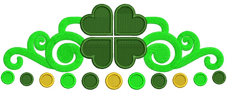 St Patrick's Day Shamrock Irish Ornament Filled Machine Embroidery Design Digitized Pattern
