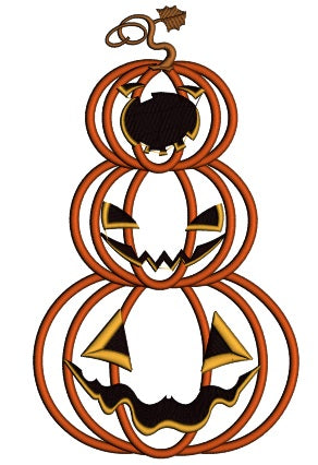 Stacked Pumpkins Halloween Applique Machine Embroidery Design Digitized Pattern