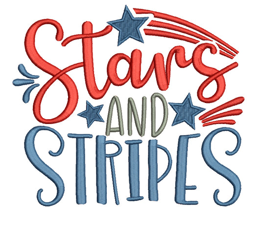 Stars And Stripes Patriotic Filled Machine Embroidery Design Digitized Pattern