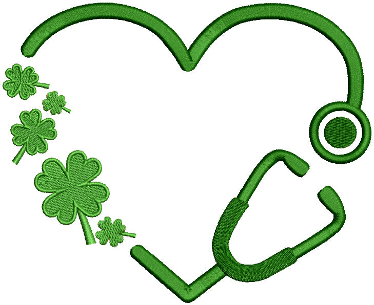 Stethoscope Nurse or a Doctor Shamrocks St. Patrick's Day Filled Machine Embroidery Design Digitized Pattern