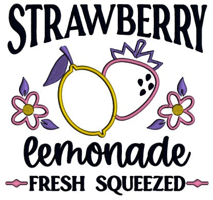 Strawberry Lemonade Fresh Squeezed Applique Machine Embroidery Design Digitized Pattern