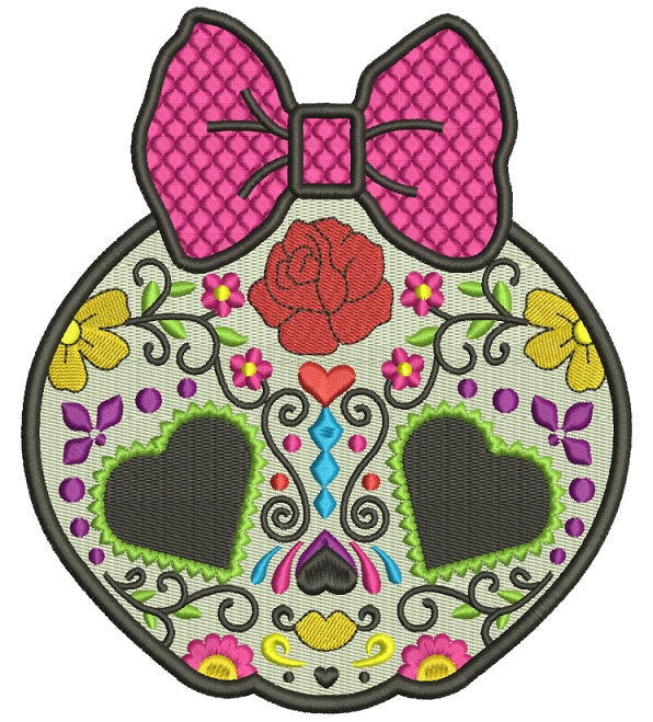 Sugar Skull Day of the Dead Dia de los Muertos Filled Machine Embroidery Design Digitized Pattern