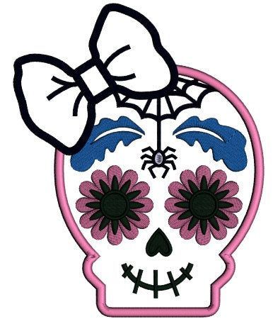 Sugar Skull With a Spider Day of the Dead Dia de los Muertos Applique Machine Embroidery Design Digitized Pattern