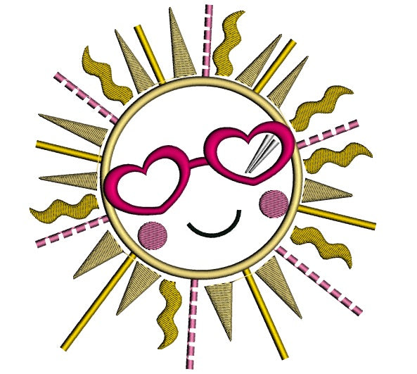 Sun So Bright You Got to Wear Shades Applique Machine Embroidery Design Digitized Pattern