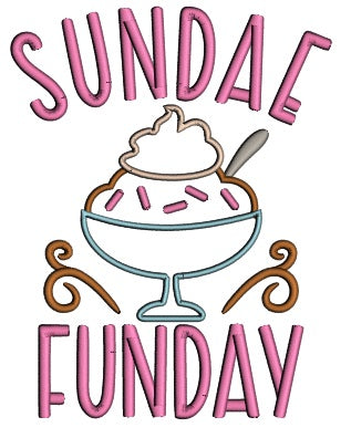 Sundae Funday Ice Cream Applique Machine Embroidery Design Digitized Pattern