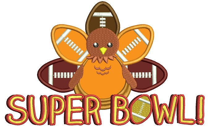 Super Bowl Turkey Applique Machine Embroidery Design Digitized Pattern