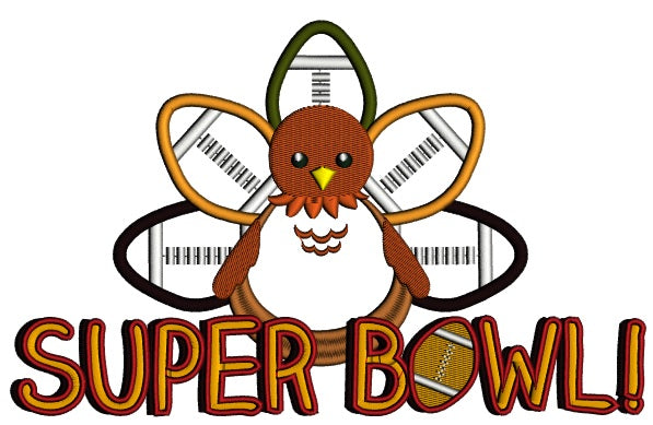 Super Bowl Turkey Applique Machine Embroidery Design Digitized Pattern