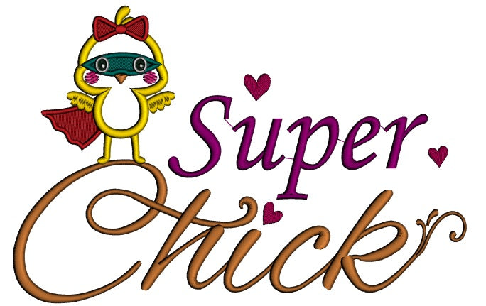 Super Chick Applique Machine Embroidery Design Digitized Pattern