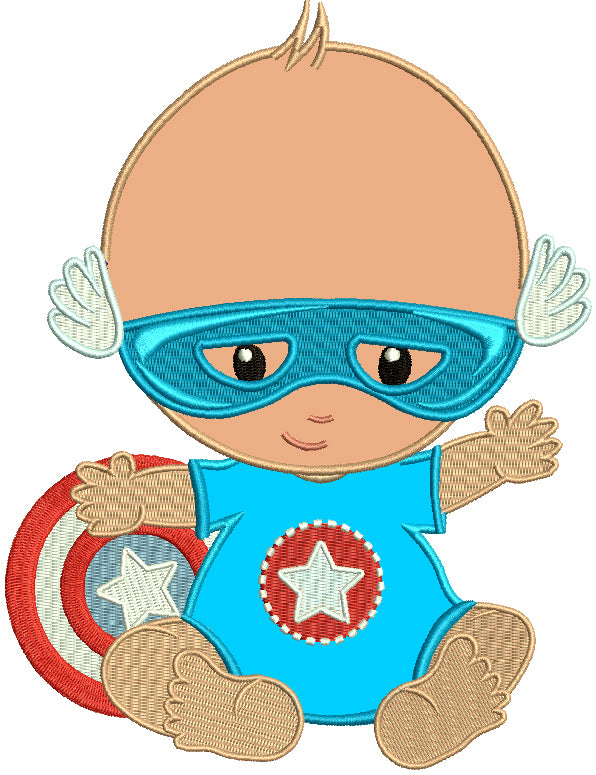 Super Hero Baby Applique Machine Embroidery Design Digitized Pattern