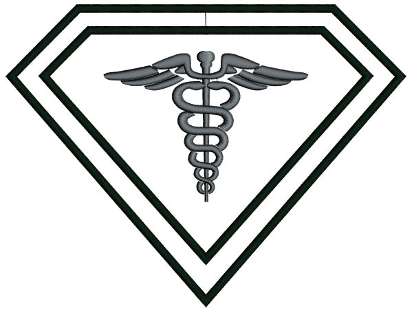 Super Nurse Caduceus Applique Machine Embroidery Digitized Design Pattern