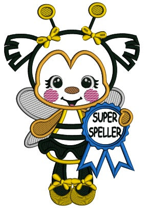 Super Speller Bee School Applique Machine Embroidery Design Digitized Pattern
