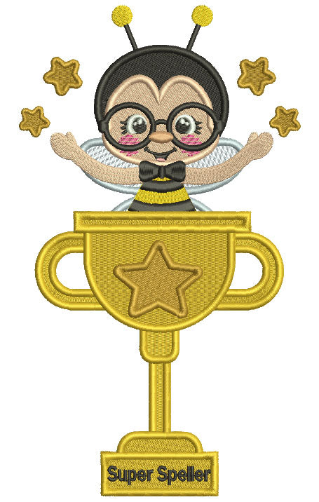 Super Speller Spelling Bee Trophy Filled Machine Embroidery Design Digitized Pattern