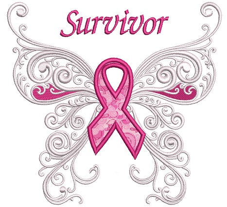 Survivor Breast Cancer Applique Butterfly with Wings Machine Embroidery Digitized Design Pattern