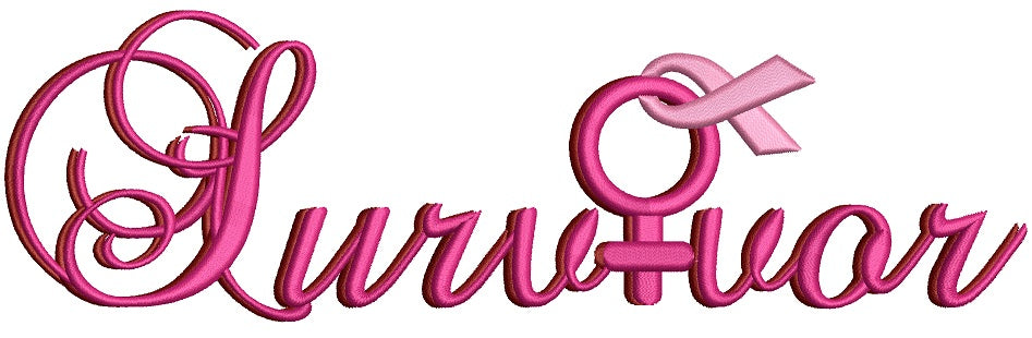 Survivor Breast Cancer Awareness Filled Machine Embroidery Design Digitized Pattern