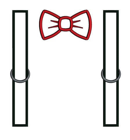 Suspenders with Bow Applique Machine Embroidery Digitized Design Pattern