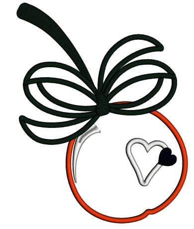 Sweet Apple With Heart Applique Machine Embroidery Design Digitized Pattern
