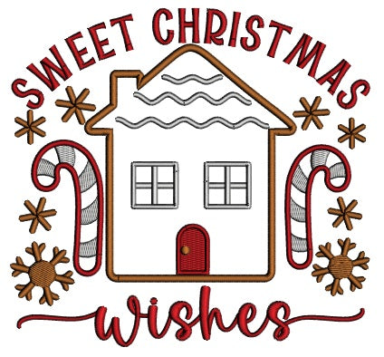 Sweet Christmas Wishes Gingerbread House Christmas Applique Machine Embroidery Design Digitized Pattern