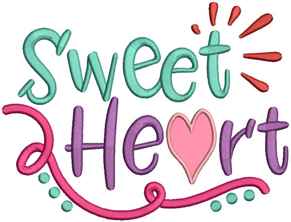 Sweet Heart Love Applique Machine Embroidery Design Digitized Pattern