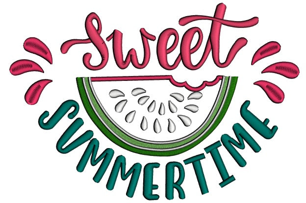 Sweet Summertime Watermelon Applique Machine Embroidery Design Digitized Pattern