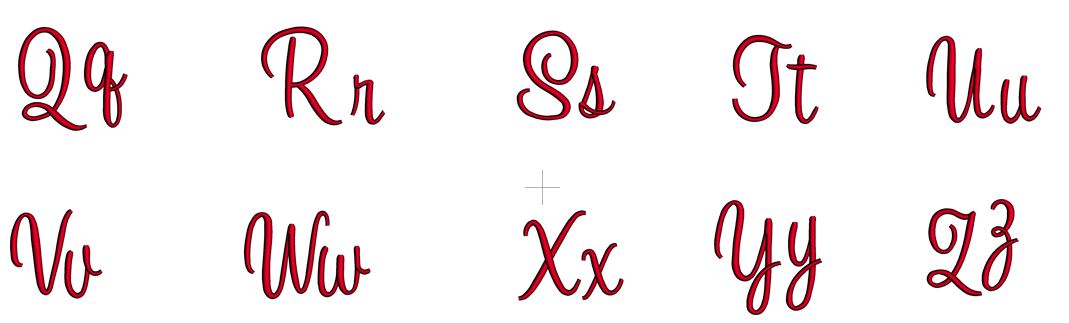 Sweetheart Font Machine Embroidery Script Upper and Lower Case 1 2 3 inches