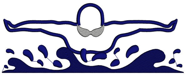 Swimmer Applique Machine Embroidery Digitized Design Pattern