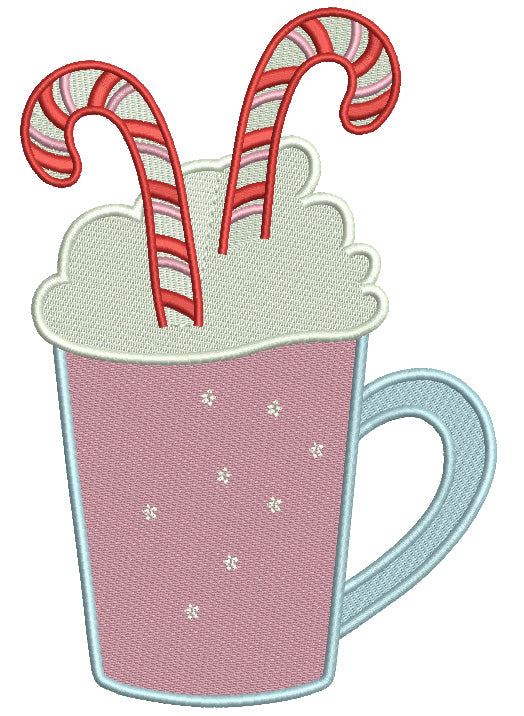 Tall Cup With Candy Canes Christmas Filled Machine Embroidery
