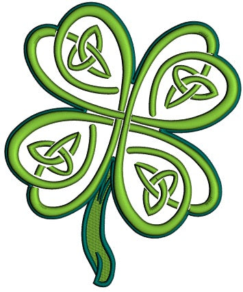 Tall Ornamental Shamrock St. Patrick's Day Applique Machine Embroidery Design Digitized Pattern