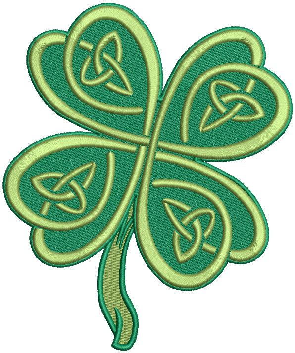 Tall Ornamental Shamrock St. Patrick's Day Filled Machine Embroidery Design Digitized Pattern