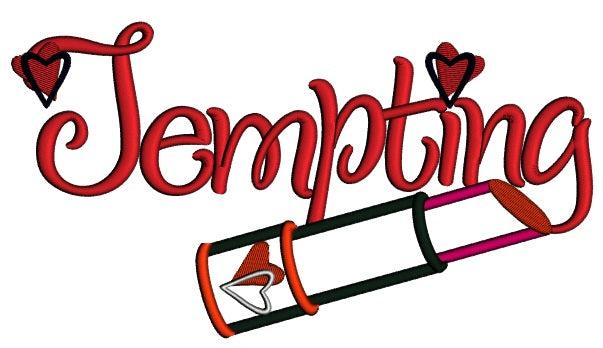 Tempting Lipstick Love Applique Machine Embroidery Design Digitized Pattern