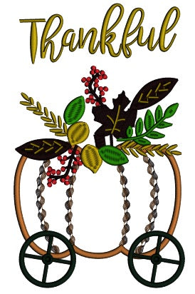 Thankful Pumpkin Carriage Applique Thanksgiving Machine Embroidery Design Digitized Pattern
