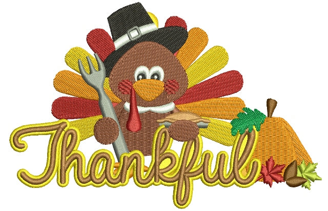 Thankful Turkey Filled Machine Embroidery Digitized Design Pattern
