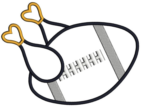 Thanksgiving Football in a Shape fo a Turkey Applique Machine Embroidery Design Digitized Pattern