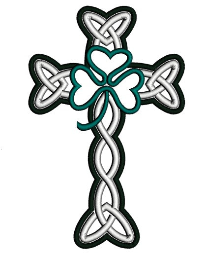 The Cross and Shamrock Applique Machine Embroidery Digitized Design Pattern