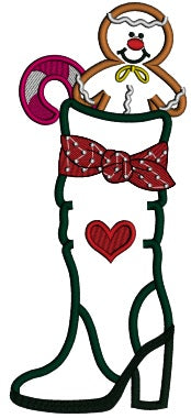 The Ginger Man Boot Christmas Applique Machine Embroidery Digitized Design Pattern