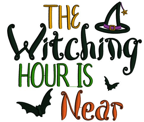 The Witching Hour Is Near Applique Halloween Machine Embroidery Design Digitized Pattern