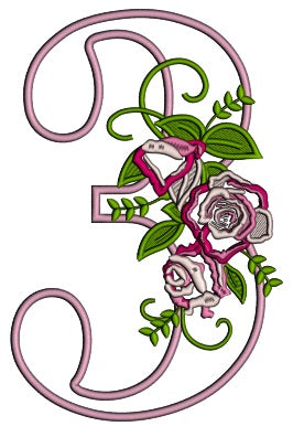 Third Birthday With Flowers Applique Machine Embroidery Design Digitized Pattern