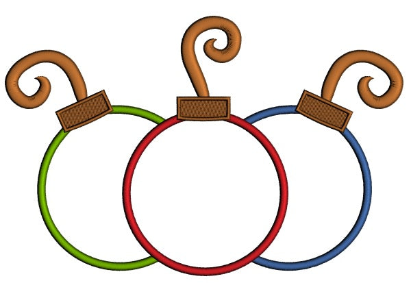 Three Christmas Tree Ornament Applique Machine Embroidery Design Digitized Pattern