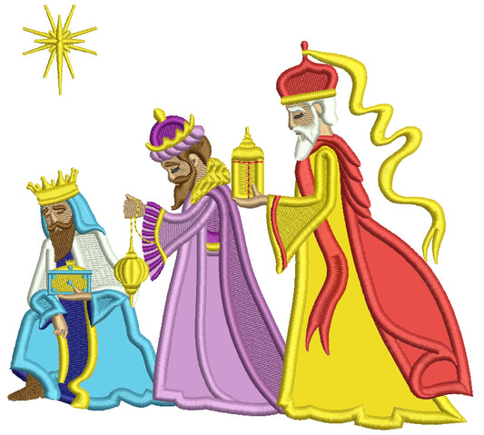 Three Kings Christmas Applique Machine Embroidery Design Digitized Pattern