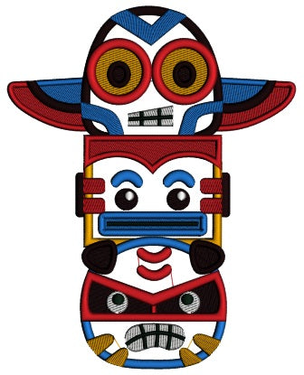 Totem Pole Applique Machine Embroidery Design Digitized Pattern