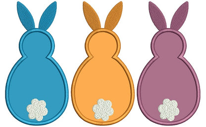 Three Easter Bunnies Applique Machine Embroidery Design Digitized Pattern