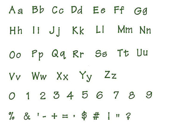 Tinker Machine Embroidery Font Upper and Lower Case - 1 2 3 inches and numbers