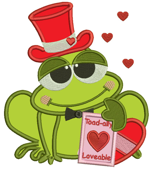 Toad Ally Loveable Frog Wearing Hat Applique Machine Embroidery Digitized Design Pattern