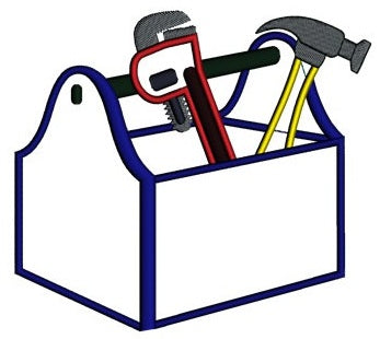 Toolbox Wrench and Hammer Applique Mechanic handyman Machine Embroidery Digitized Design Pattern- Instant Download - 4x4 ,5x7,6x10