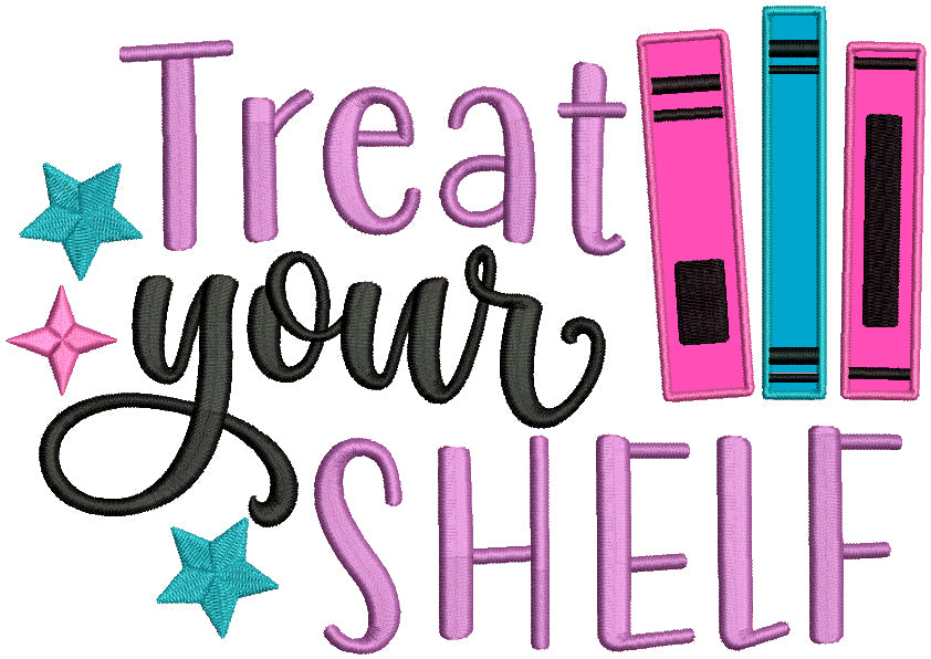 Treat Your Shelf School Applique Machine Embroidery Design Digitized Pattern