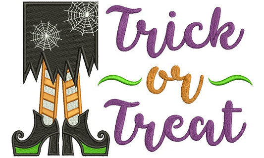 Trick or Teat Witch Shoes Halloween Filled Machine Embroidery Design Digitized Pattern
