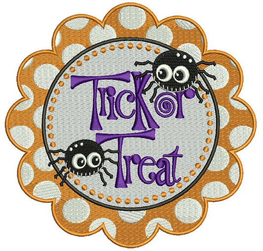 Trick or Treat Halloween Filled Machine Embroidery Design Digitized Pattern