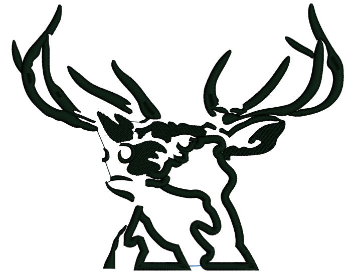 Trophy Buck Hunting Applique Machine Embroidery Design Digitized Pattern
